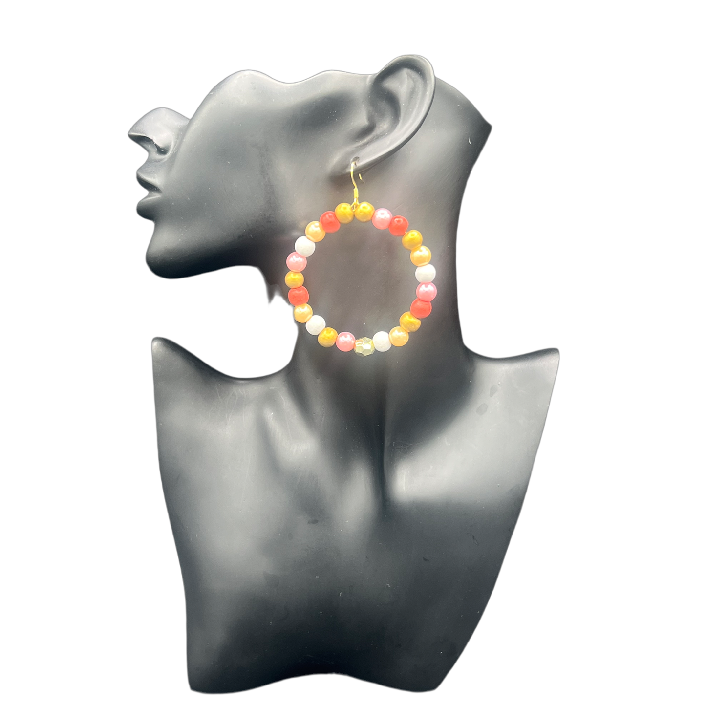 Cali| Small Wooden & Pearl Ball Hoop Earrings