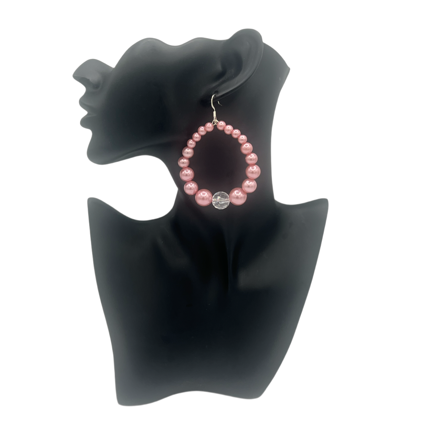 Maza| Jumbo Rose Pink Pearl W/ Crystal Pink Accent Earrings