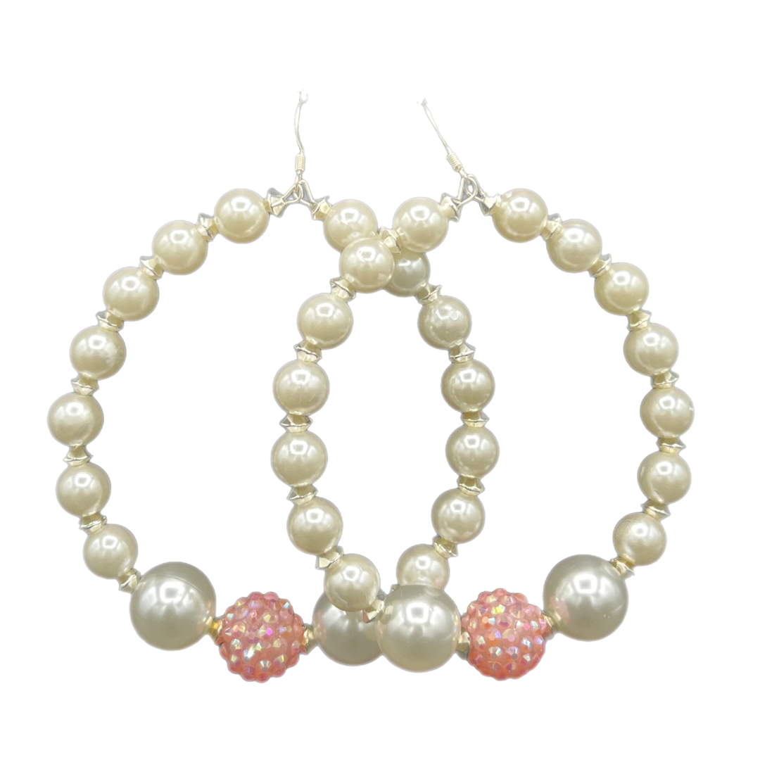 Pearleche| Jumbo Hoop W/ Pink Accent Earrings