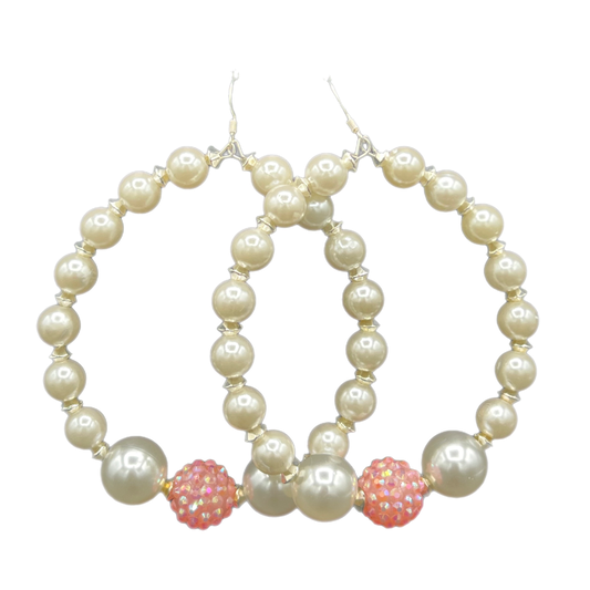Pearleche| Jumbo Hoop W/ Pink Accent Earrings