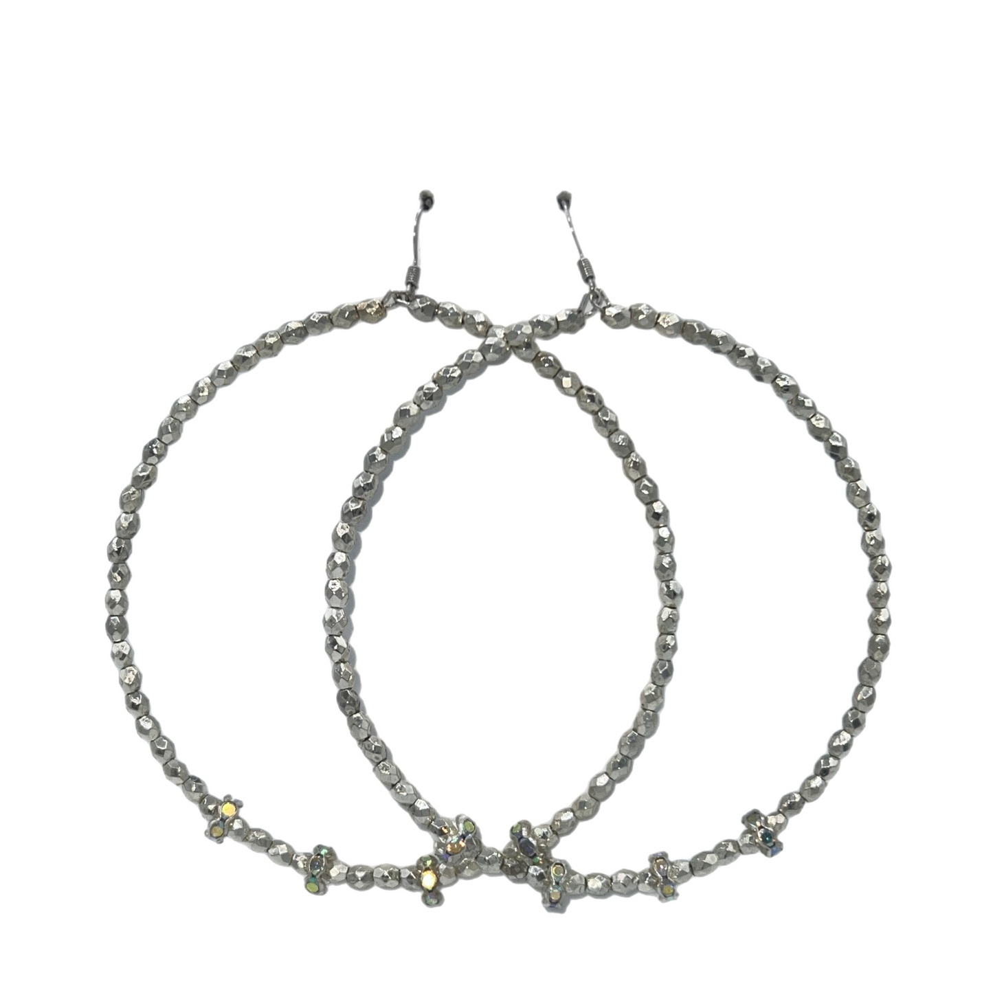 Shiny Heffa| Silver Bullet Jumbo Hoops W/ Sparkly Accents