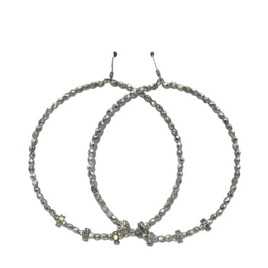 Shiny Heffa| Silver Bullet Jumbo Hoops W/ Sparkly Accents