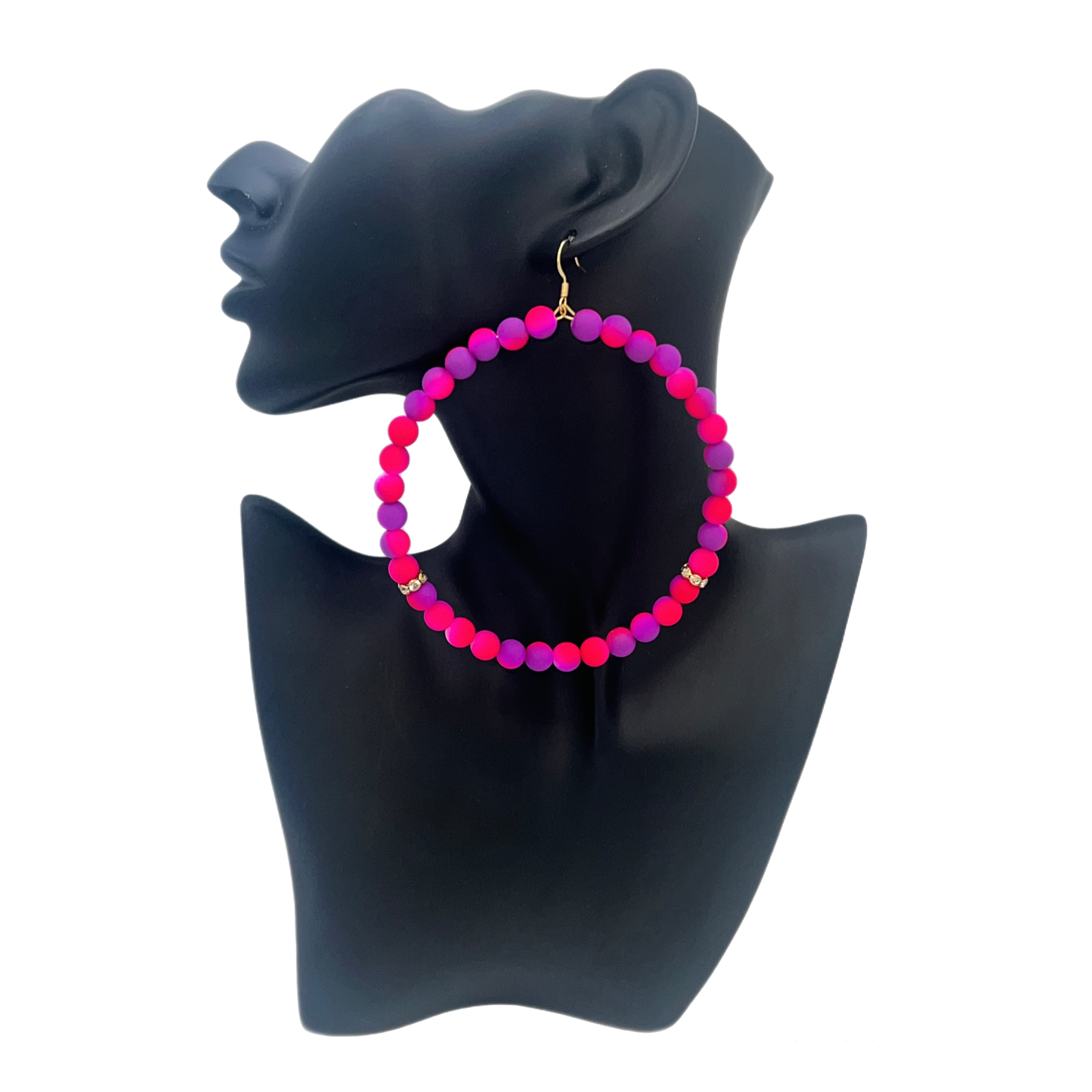 Zilly| Pink & Purple Jumbo Hoops W/Gold Sparkly Accents