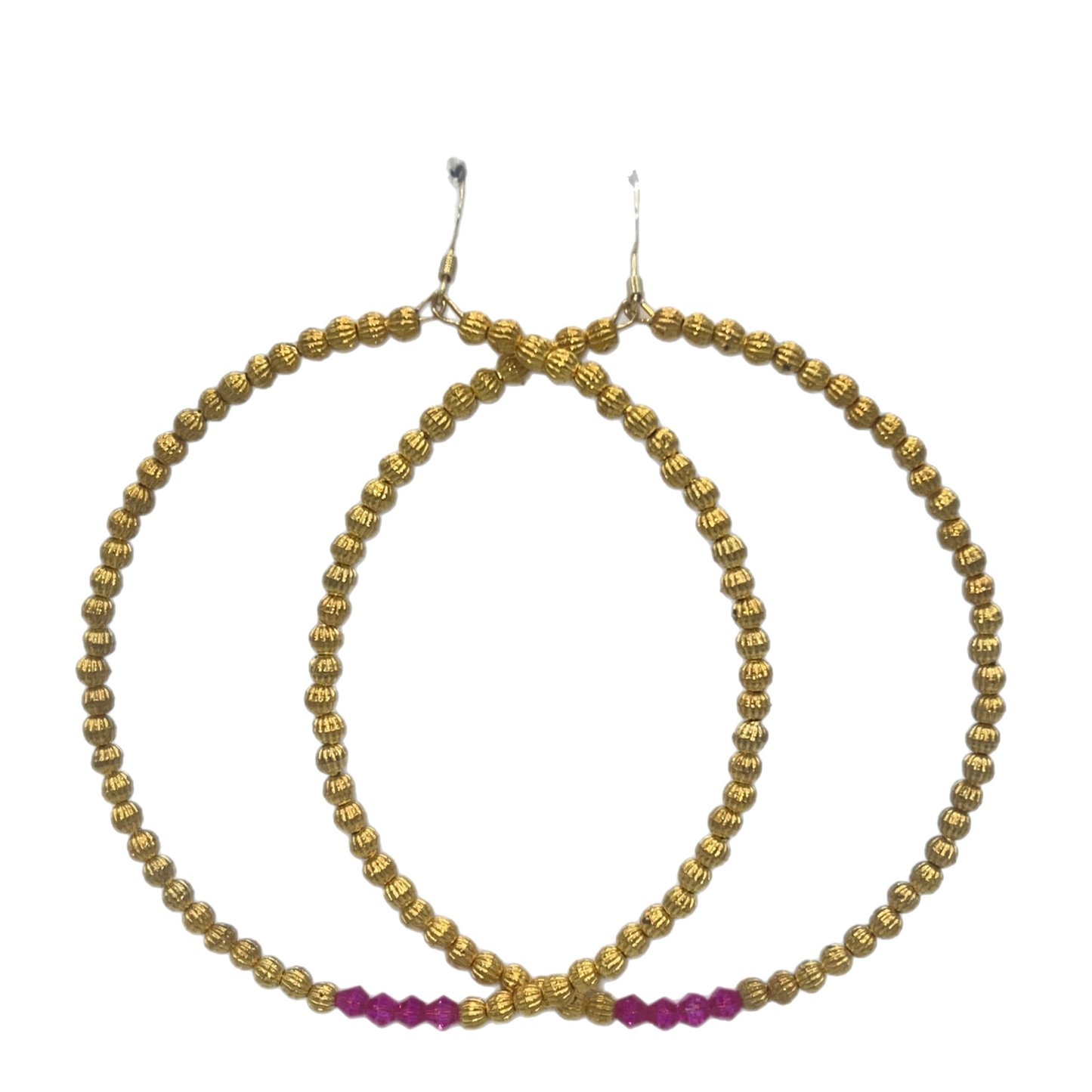 Toosie| Gold Jumbo Hoop Earrings W/Pink Accents